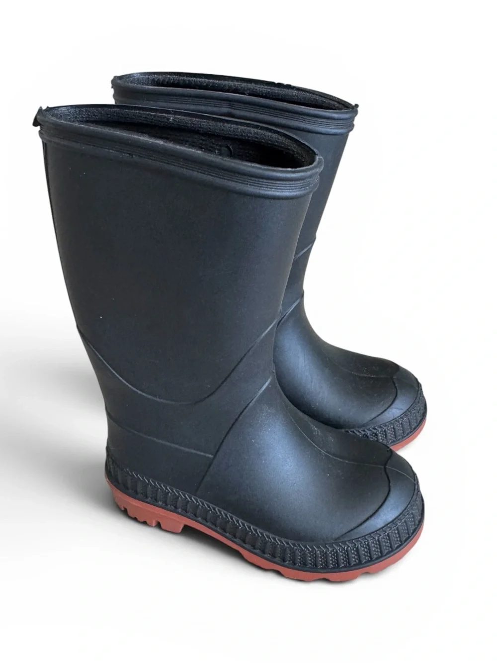 Classic Black Rubber Rain Boots Waterproof Red Sole Kids Size 5-6